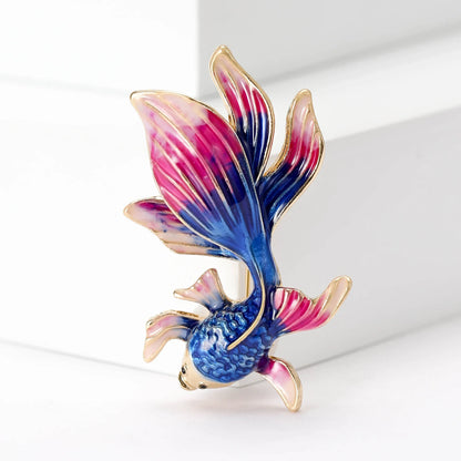 Enamel Goldfish Pins for Women Unisex Enamels Animal Brooches Office Party Friend Gifts Jewelry Accessories