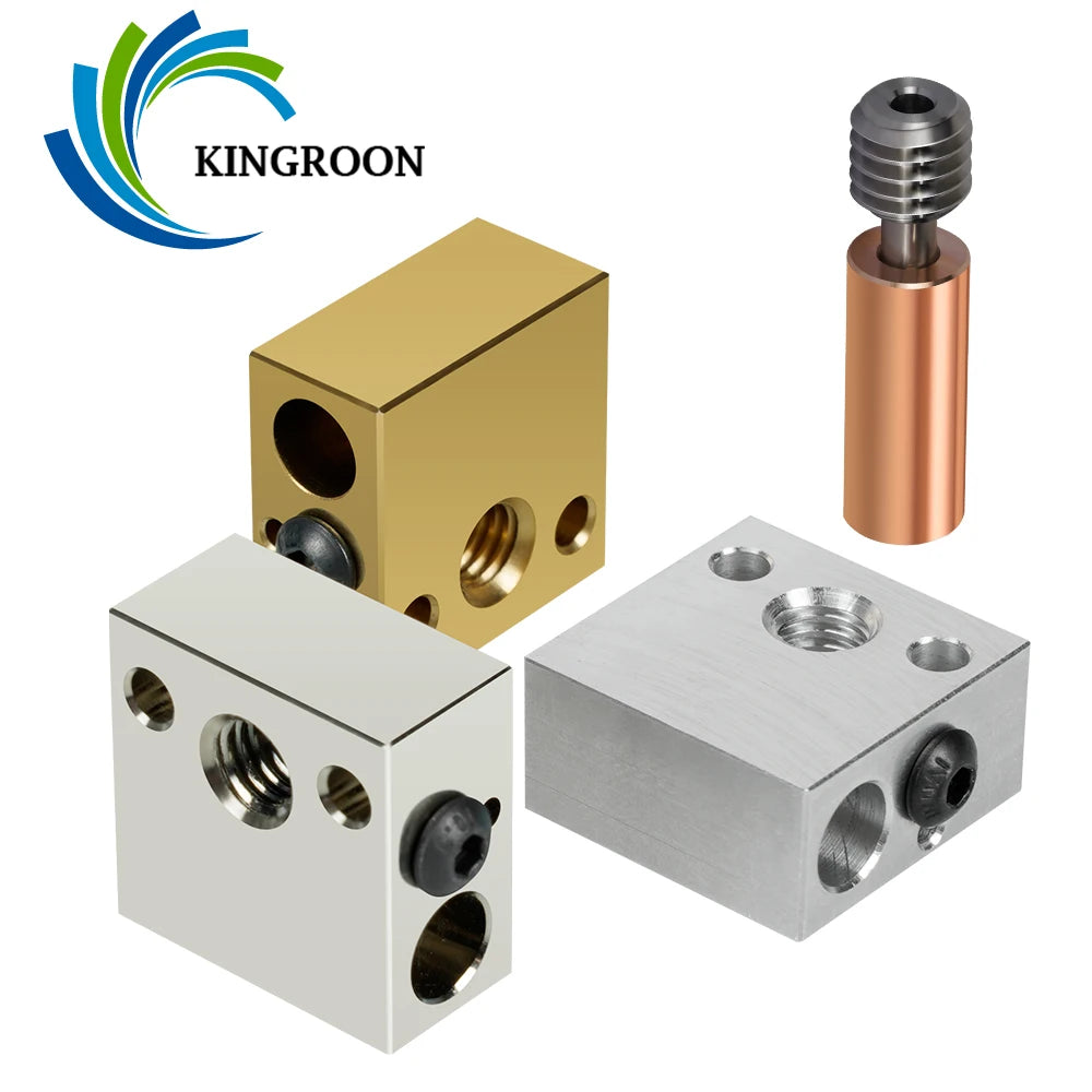 KINGROON CR10 Heated Block Aluminum Brass Plated Copper Extruder Hotend Bi-Metal Heatbreak Throat for Ender 3 3D Printer Parts