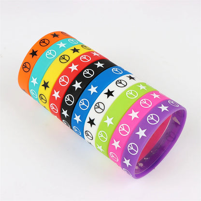 10Pcs/Lot Multicolor Luminous Heart Silicone Bracelets For Men Women Flower Sport Mix Style Rubber Wristband Bangle Jewelry Gift