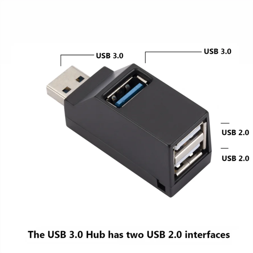 USB 3.0 HUB Adapter Extender Mini Splitter Box 1 to 3 Ports High Speed USB 2.0 For PC Laptop U Disk Card Reader Data USB Hubs