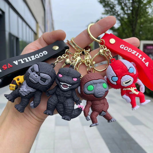 Anime King Kong VS Godzilla Keychains King Kong Godzilla PVC Action Figures Model Bag Pendent Collection Toys Kids Fans Gift