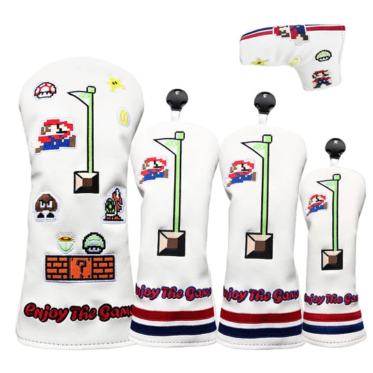 Classic Games Golf Club #1 #3 #5 Wood Head covers Driver Fairway Woods hybird putter Cover Pu leather embroidery