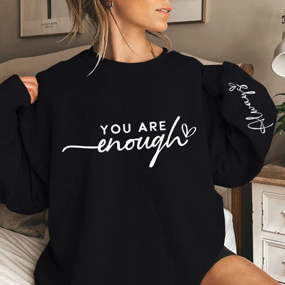 Funny You Are Enough Always Letter Print Sweatshirts For Women Crew Neck Long Sleeves Ladies Casual Pullovers Plus Size