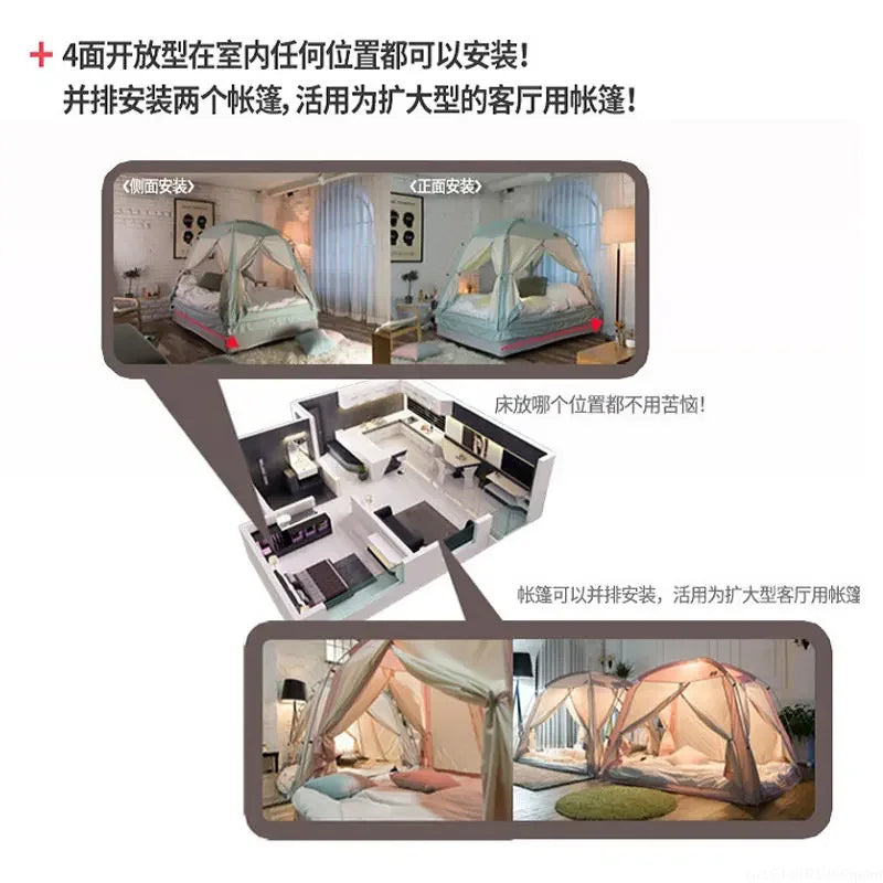 Tent Bed Automatic Indoor Adult Children Bed Tent Warm Windproof Winter Tent Dormitory Single Double Winter Tent new