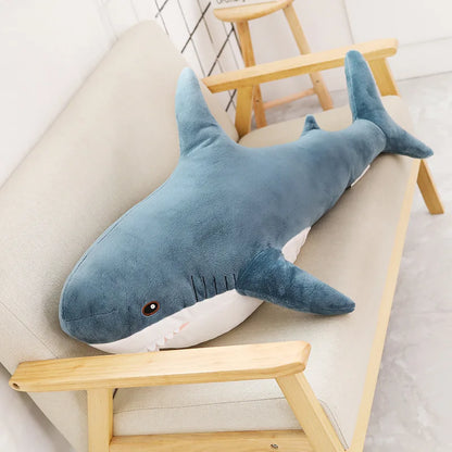 Large Shark Plush Body Pillow Fuuny Cute Shark Stuffed Doll Sofa Decorative Long Plush Body Pillow Sleeping Back Cushion Decor