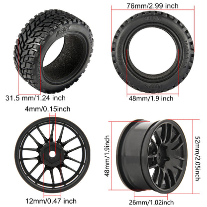 1.9 inch 75mm Off Road Buggy Tires Wheel 12mm Hex Hubs Rubber for 1/14 1/16 1/10 RC Car Wltoys 144001 Scx10 Traxxas Trx-4 Tamiya