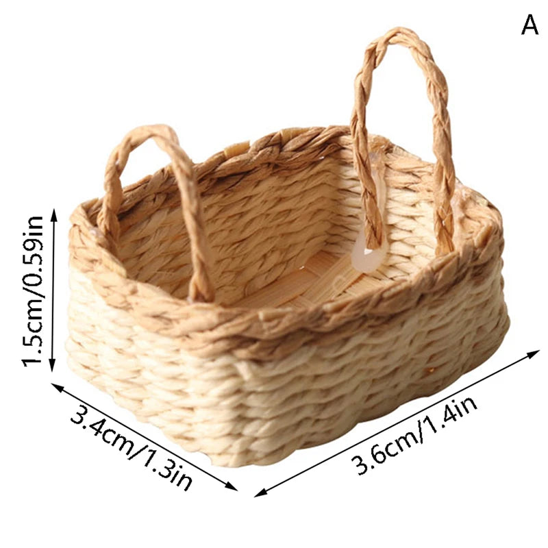 1PC 1:12 Dollhouse Miniature Storage Basket Vegetable Food Woven Frame Kitchen Model Decor Toy Doll House Accessories