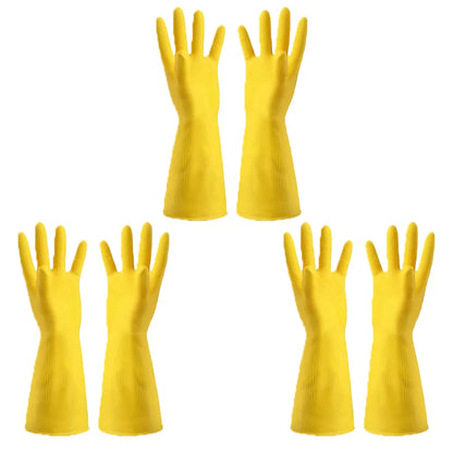 3pairs Thicken Beef Tendon Rubber Handcoat Latex Washing Dishes Wear-resistant Housework Clothes Non-slip Housework Gloves