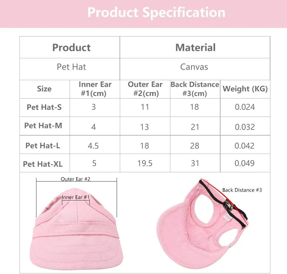 Pet Dog Caps Small Puppy Pets Summer Solid Color Cap Dog Baseball Visor Hat Outdoor Accessories Sun Bonnet Cap Travelhelmet