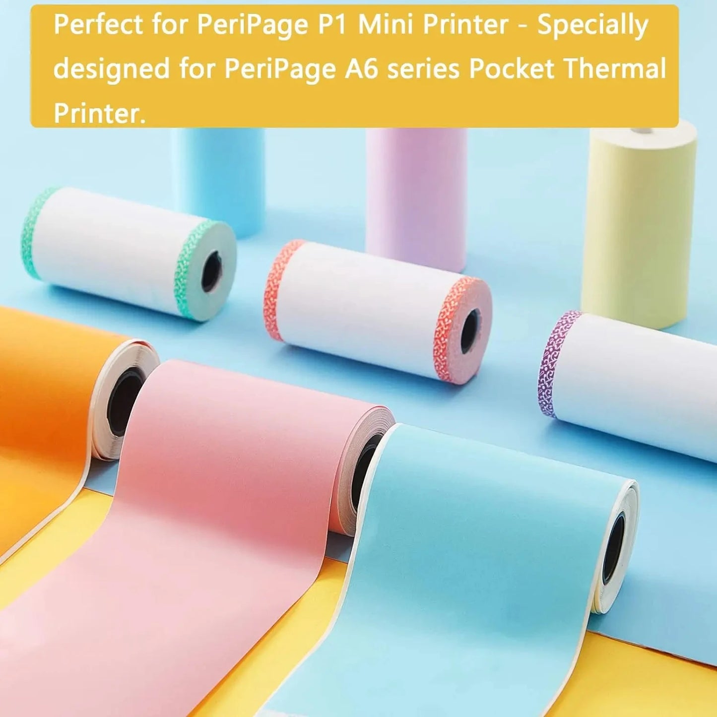 9 Rolls Thermal Printer Paper Adhesive 57X30mm Mini Printing Paper Rolls Printable Stickers For P1 Printer PeriPage A6 Printer