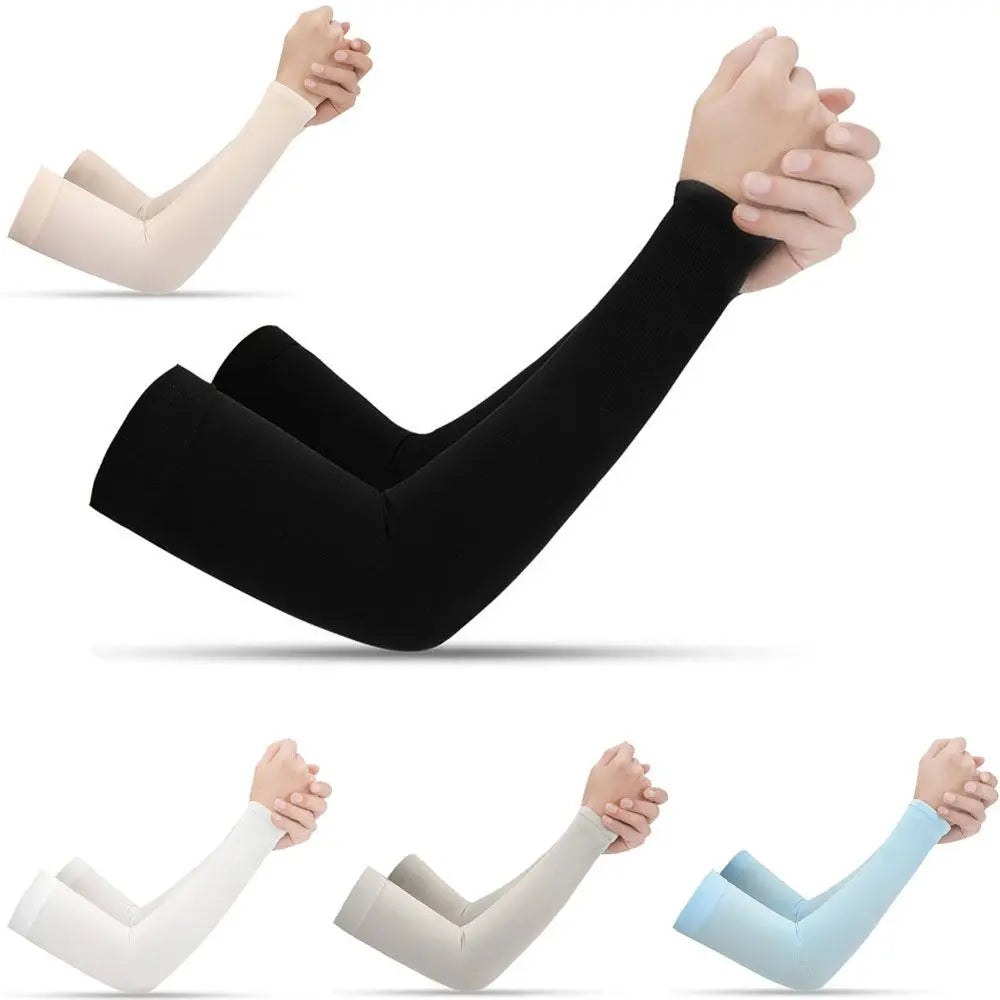 2Pcs Arm Sleeves Outdoor Sport Sleeve Exposed thumb Sun UV Protection Hand Cover Summer Cooling Warmer Running Fishing Cycling