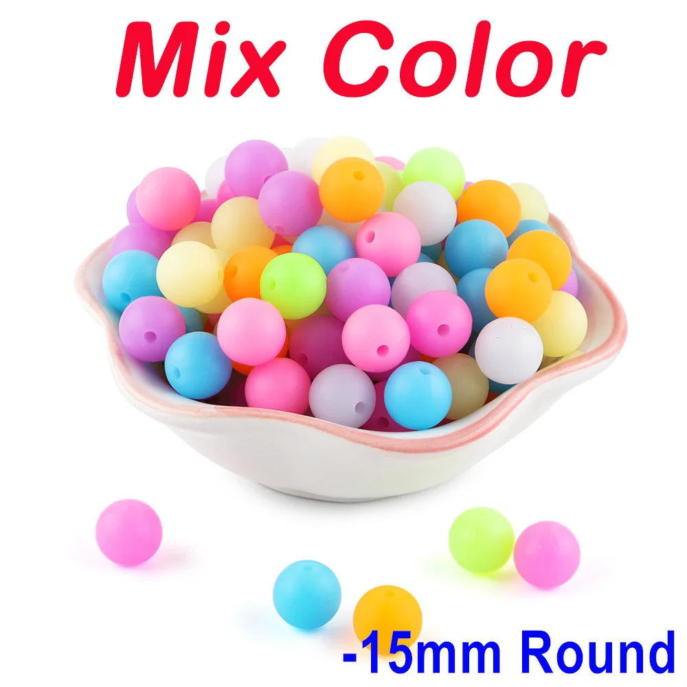 50Pcs Glow In The Dark Silicone Beads Round 12/15MM Luminous Silicone Lentil Bead For Jewelry Making DIY Bracelet Necklace