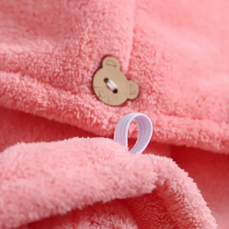 Purchase Products Microfiber Hair Towel Hair Cap With Button Feminine Bathroom Accessories Quick-drying Bathrobe Home Textile