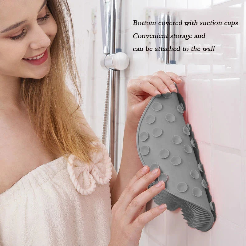 Exfoliating Shower Massage Scraper Bathroom Non-slip Bath Mat Back Massage Brush Silicone Foot Wash Body Cleaning Bathing Tool