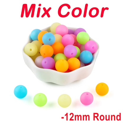 50Pcs Glow In The Dark Silicone Beads Round 12/15MM Luminous Silicone Lentil Bead For Jewelry Making DIY Bracelet Necklace