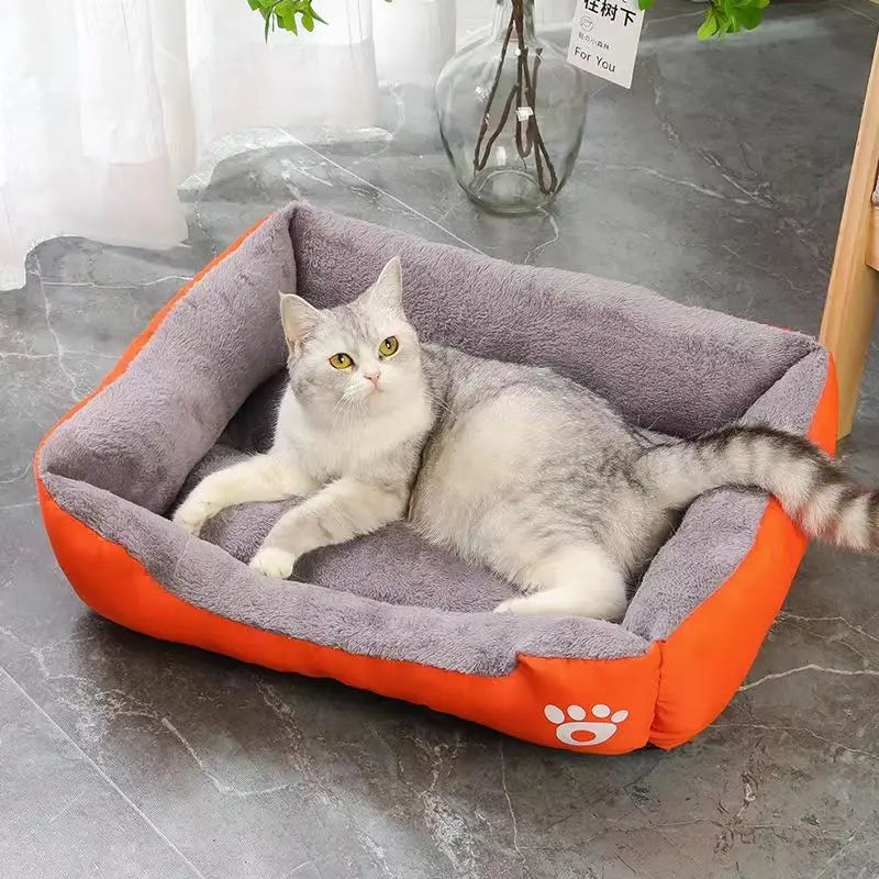 Large Pet Cat and Dog Bed Warm Comfortable Dog House Soft PP Cotton Nest Dog Basket Mat Universal Waterproof Cat Bed