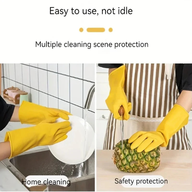 3pairs Thicken Beef Tendon Rubber Handcoat Latex Washing Dishes Wear-resistant Housework Clothes Non-slip Housework Gloves