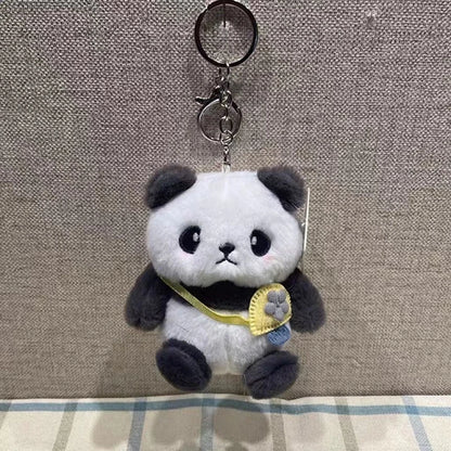 Plush Animal Keychains Cute Panda Doll Keyrings Creative Car Keys Accessories Couple Keychains Bag Kawaii Pendant Charms