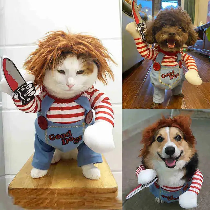 1PCS Halloween Dagger Pet Transformation Dress Festival Funny Knife Holding Dog Clothes Cat Standing Dress Pet Dress Up