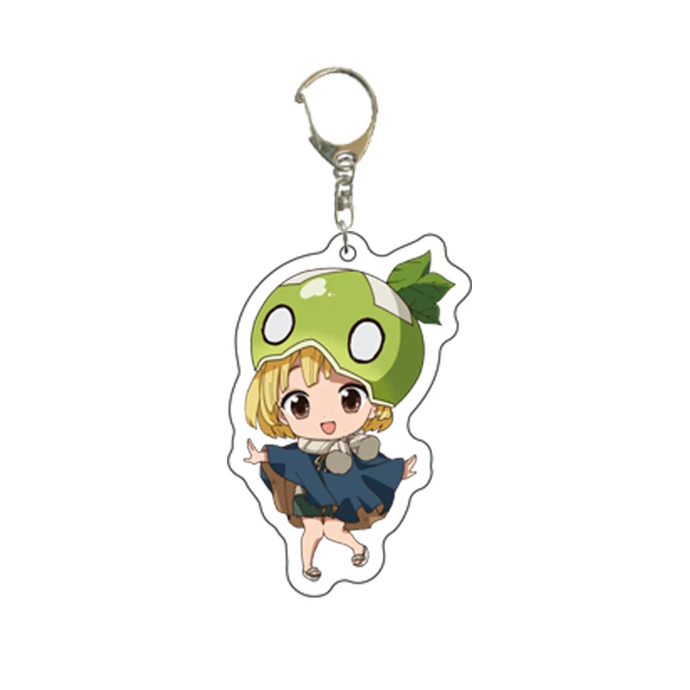 6CM Anime Dr.Stone Acrylic Keychain Model Cosplay Charm Characters Ornament Accessories Goods Collection Gifts