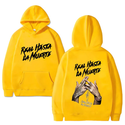 Hot sale Anuel Aa Real Hasta La Muerte Album print Hoodie Men Women vintage Casual Sweatshirt Unisex Fleece Long sleeve pullover