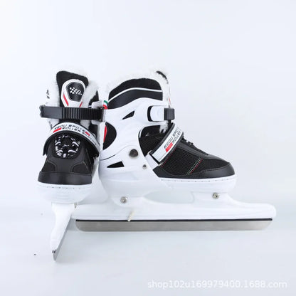 Thicken Adult Adjustable Retractable Size Ice Skates Hockey Shoes Unisex Ice Blade Skate Shoes Real Speed Skating Patines