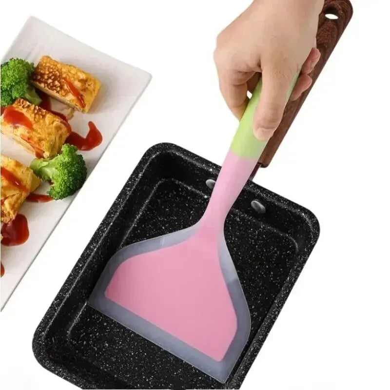 1PCS Random Color Silicone Kitchen Ware Cooking Utensils Spatula Beef Meat Egg Kitchen Scraper Wide Pizza Cooking Tools Shovel