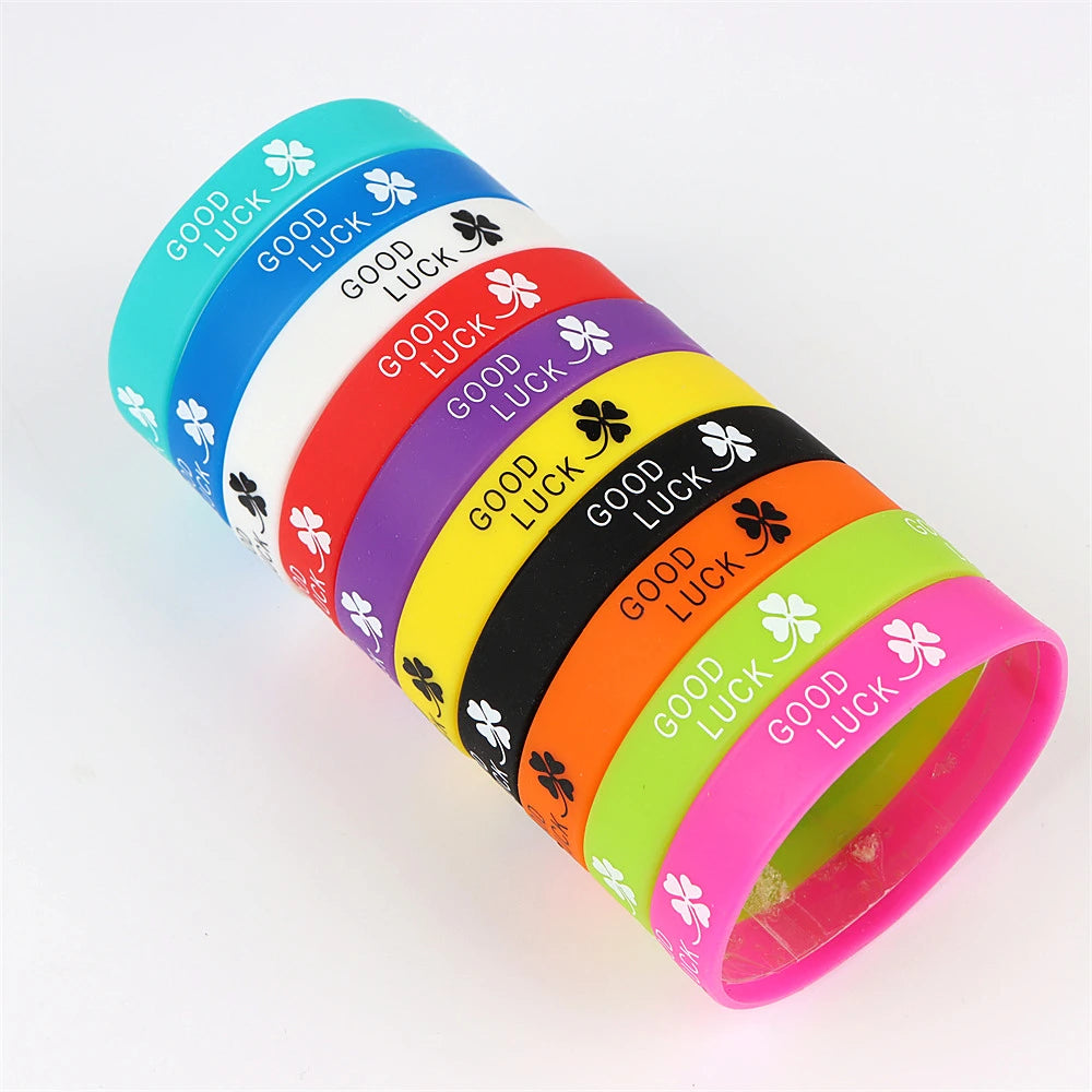 10Pcs/Lot Multicolor Luminous Heart Silicone Bracelets For Men Women Flower Sport Mix Style Rubber Wristband Bangle Jewelry Gift