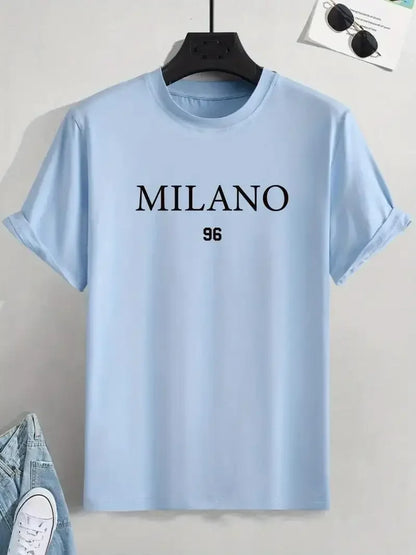 'Milano 'Tee, Summer Crew Neck, Men's Short Sleeve Cotton T-Shirt, Casual Wear, Men's Clothing