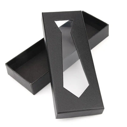 Men Women Simple Black Necktie Bow Tie Packaging Box With Window Necklace Ring Storage Case Wedding Jewelry Gift Packaging Box