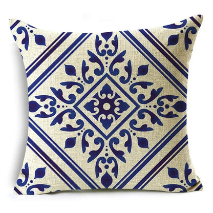 Traditional Style Blue and White Porcelain Pattern Printing Personality Pillowcase Cushion Cover Sofa Decor 40cm/45cm/50cm