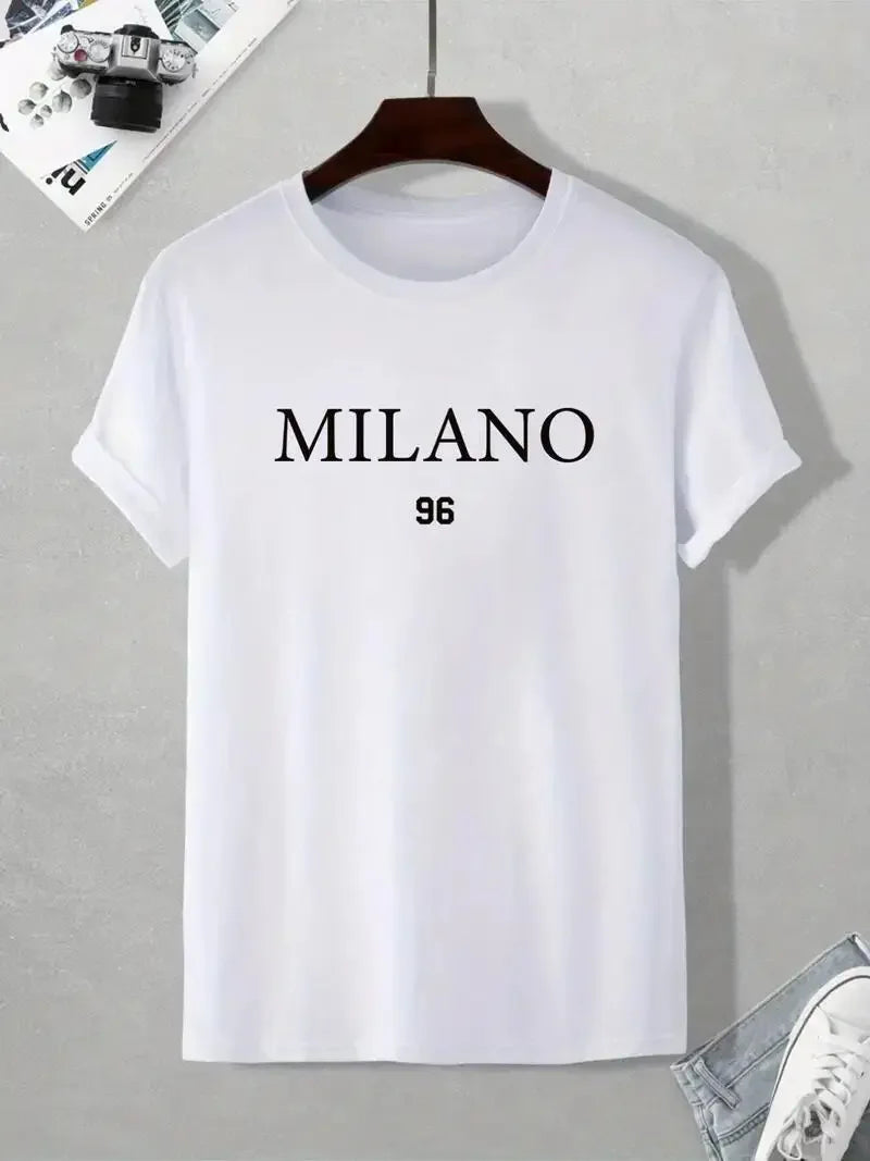 'Milano 'Tee, Summer Crew Neck, Men's Short Sleeve Cotton T-Shirt, Casual Wear, Men's Clothing