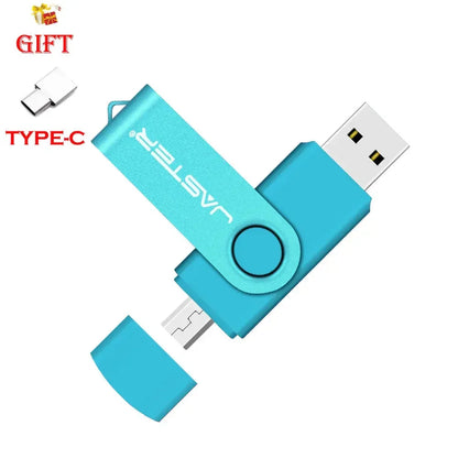 JASTER Free Custom Logo USB Flash Drives 128GB High Speed 2 IN 1 USB 2.0 Pen Drive 64GB 32GB 16GB Black Creative Gift 8GB 4GB