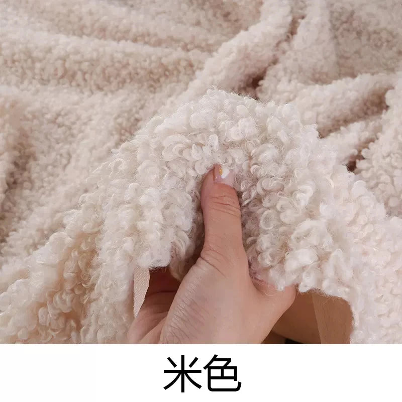 45x50cm Thickening Soft 100% Polyester Middle Sheep Roll Wool Fleece Loop Velvet Plush Fabric DIY Sewing Clothing Fabric