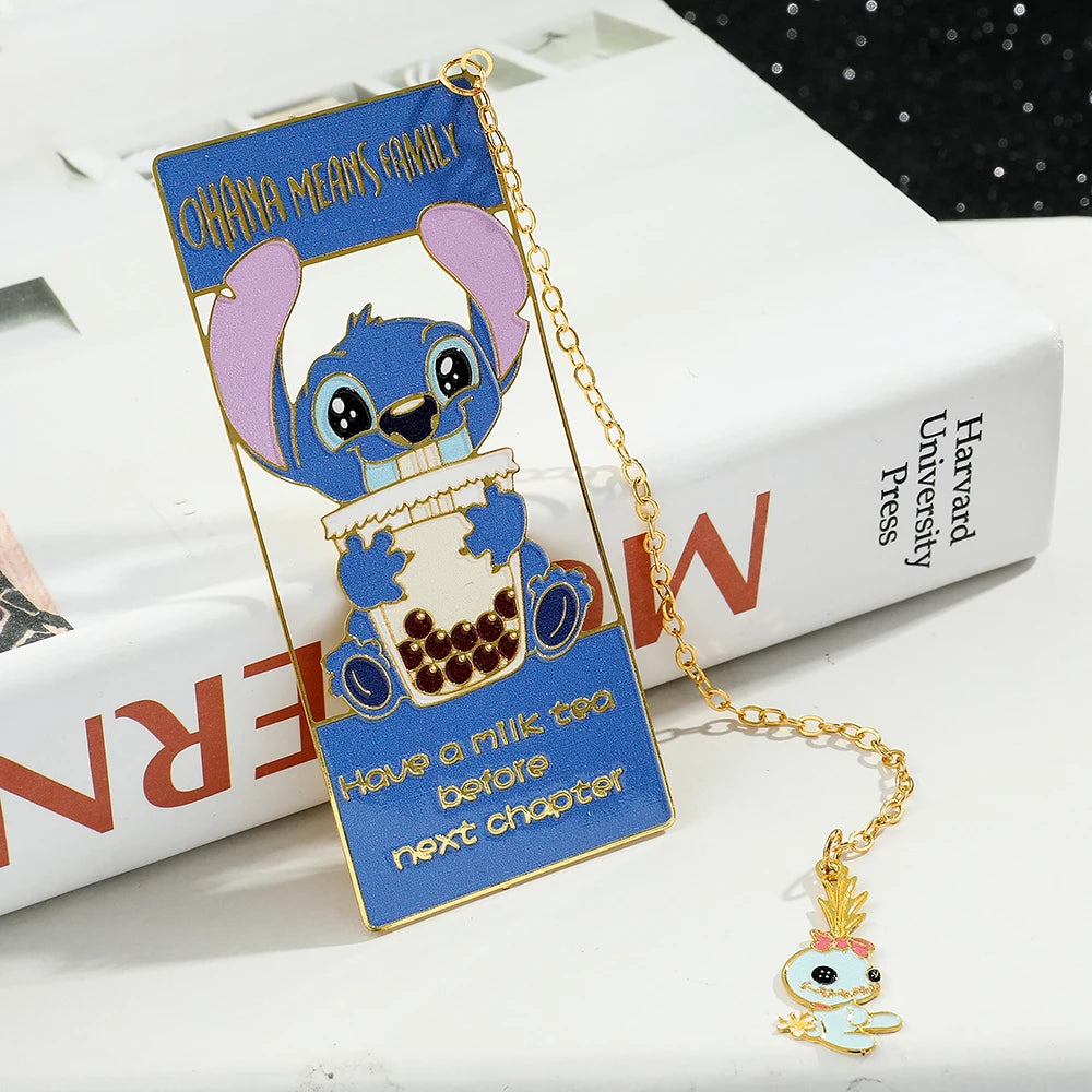 Disney Cute Stitch Creative Metal Bookmark for Book Lover Gift Lovely Stitch Duck Tassel for School Office Reading Supplies Mark