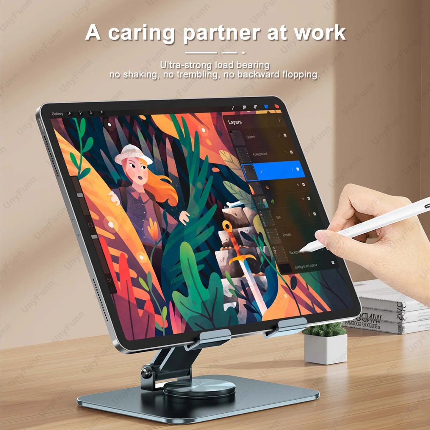 Rotary Support for Samsung Tablet Fodable Stand for iPad 360 Degree Rotating  Mechanical Sound Effect Table Stand for Laptop