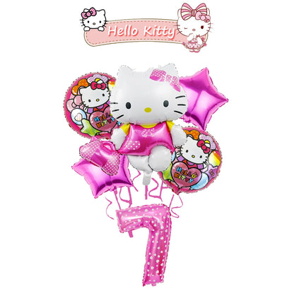 Ballon Sets Hello Kitty Party Supplies Anime Figure Foil Inflate Ballon Happy Birthday Party Children's Decoration Baby Shower