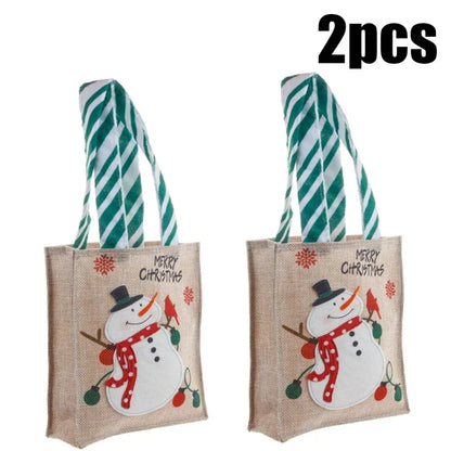 2PCS Christmas Tote Candy Chocolate Storage Bag Apple Bag Christmas Gift Santa Snowman Gift Bag Christmas Supplies