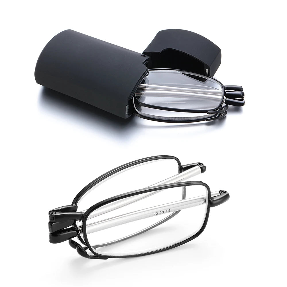 Folding Reading Glasses UnisexTelescopic Legs Rotation Presbyopia Eyeglasses Includes Glasses Case Strength+1.0-4.0