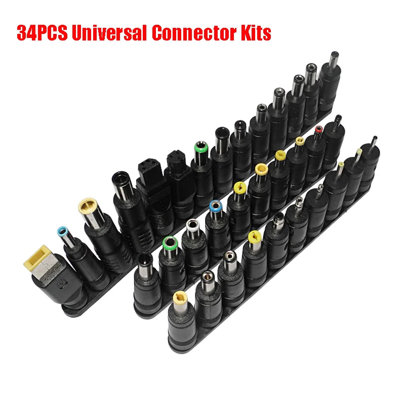 34PCS Universal DC Connectors 5.5mmx2.1mm AC Power Adapter Tips Kits for Lenovo Thinkpad Hp Laptop Power Supply Plug Jack Sets