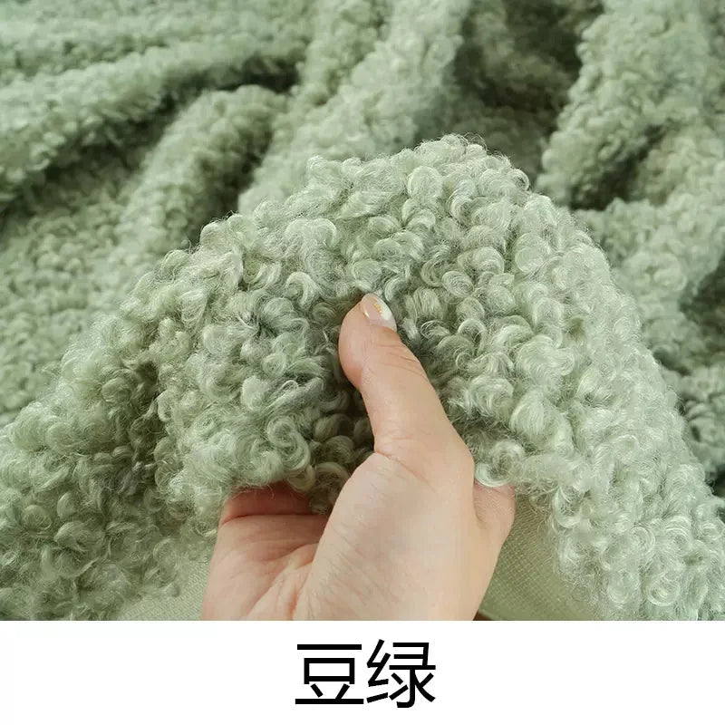 45x50cm Thickening Soft 100% Polyester Middle Sheep Roll Wool Fleece Loop Velvet Plush Fabric DIY Sewing Clothing Fabric