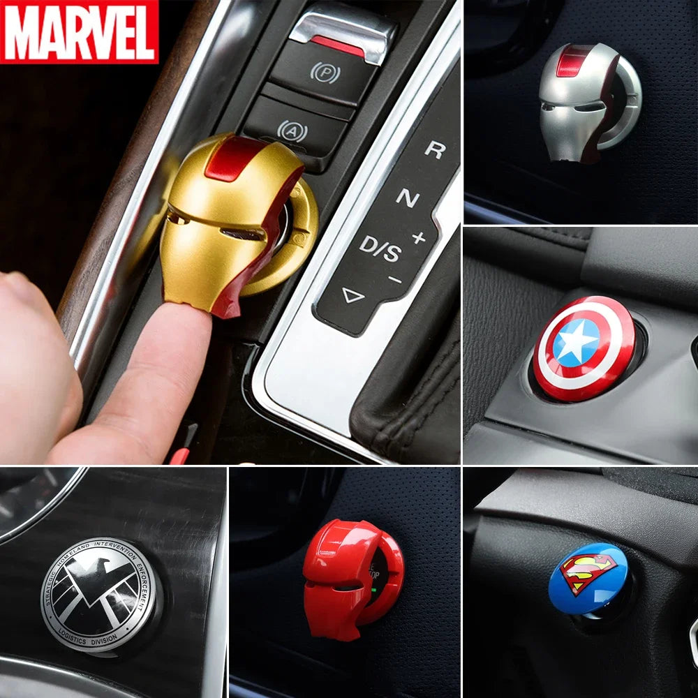 Captain America Iron Man car decoration accessories toy car ignition start switch button protective cover animation accessories