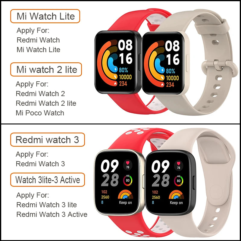 Silicone Strap For Xiaomi Mi Watch 2 3 Lite Mi poco Watch band For Redmi watch 2 Lite 3 Active Wrist Redmi watch 3 lite Bracelet