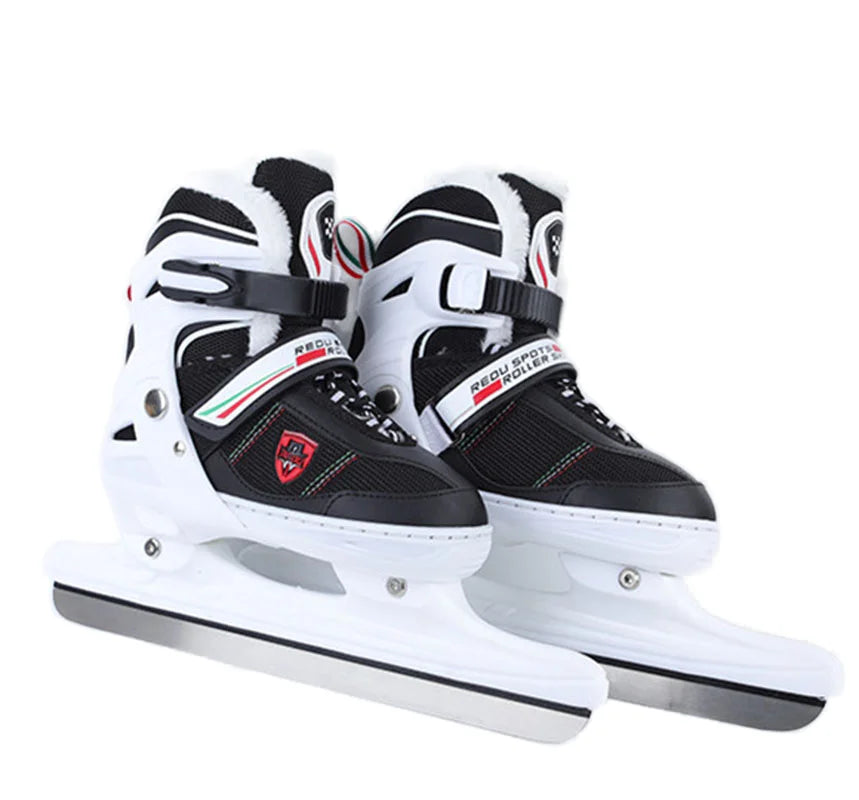 Thicken Adult Adjustable Retractable Size Ice Skates Hockey Shoes Unisex Ice Blade Skate Shoes Real Speed Skating Patines