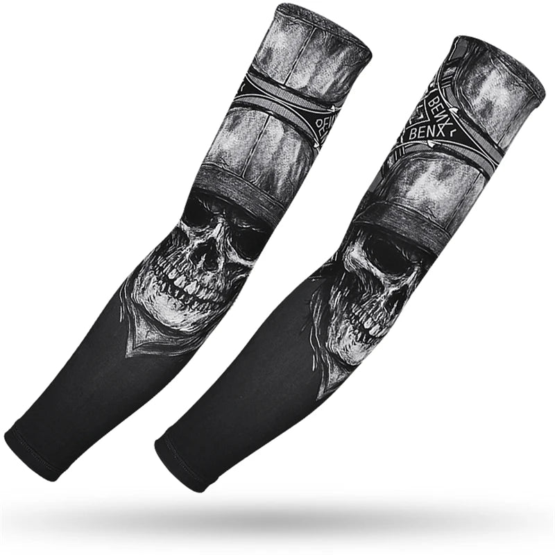 Running Arm Sleeve,2 Pcs Fishing,Driving,Cycling,3D Tattoo Sleeves, Summer UV Sun Protection,Sports Basketball Elbow Pad