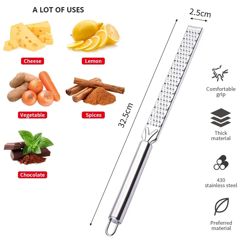 Cheese Grater & Lemon zester Stainless Steel Kitchen Grater Slicer with Non-Slip Handle Dishwasher Safe Kitchen accessories