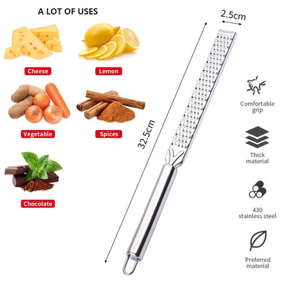 Cheese Grater & Lemon zester Stainless Steel Kitchen Grater Slicer with Non-Slip Handle Dishwasher Safe Kitchen accessories