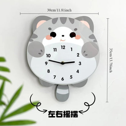 Cartoon Dog Corgi Creative Swing Clock Home Living Room Bedroom Decorative Clock Cute Silent Wall Clock