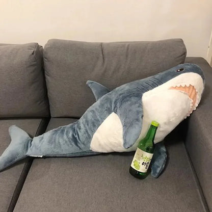 Large Shark Plush Body Pillow Fuuny Cute Shark Stuffed Doll Sofa Decorative Long Plush Body Pillow Sleeping Back Cushion Decor