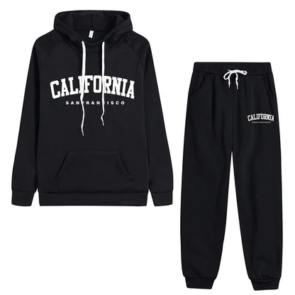 Womens Tracksuit California Letter Printing Hooded Sweatshirts Suit HighQuality Fashion Casual Pants Sets JoggingSports Clothing